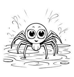 Black And White Cartoon Of Cute Little Spider