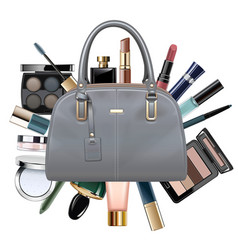 Cosmetics With Grey Female Handbag