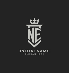 Initial Ne Shield And Crown Logo Style