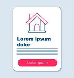 Line Farm House Icon Isolated On Grey Background