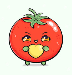 Cute Funny Tomato With Heart In Hand Drawn