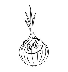 Funny Onion With One Tooth For Coloring Cute