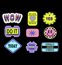 Set Of Cool Retro Stickers Design Acid