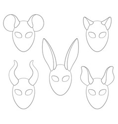 Set Of Carnival Masks With Rabbit Cat Mouse