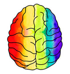 Rainbow Watercolor Brain Colorful