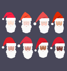 Set Of Santa Claus Icons With Different Skin