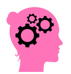 Womans Head With Cogs Icon Logical