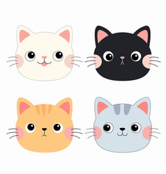 Cat Face Round Icon Set Different Colors Cute