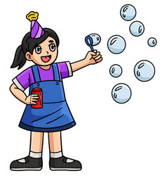 Circus Girl Blowing Bubbles Cartoon Clipart