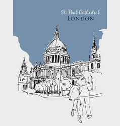 Drawing Sketch St Paul Cathedral London Uk