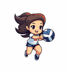 Cute Girl Playing Volleyball Cartoon Isolated