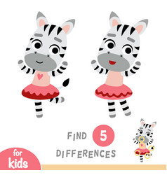 Find Differences Game For Children Dancing Zebra