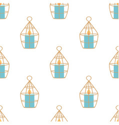 Seamless Pattern Of Cartoon Lantern With Candle