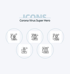 Corona Virus Super Hero Line Icon Pack 5