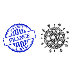 Shards Mosaic Coronavirus Icon With France Grunge