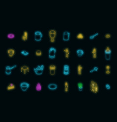 Barista Icons Set Neon