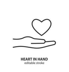 Heart In Hand Line Icon Health Care