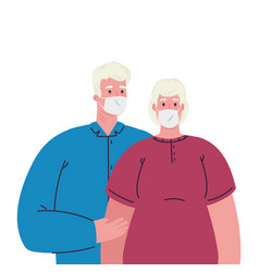 Old Couple Wearing Protective Medical Mask Against