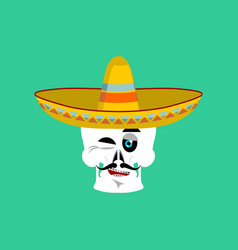 Skull In Sombrero Winking Emoji Mexican Skeleton