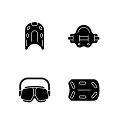 Swimming Pool Supplies Black Glyph Icons Set