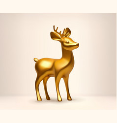 3d Christmas Gold Deer Animal Xmas