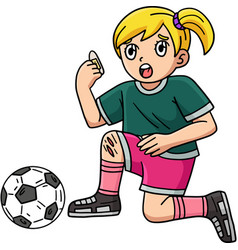 Girl With A Soccer Ball Injured Knee Clipart