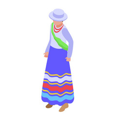 Ecuador Cute Woman Icon Isometric Travel