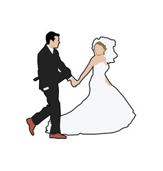 Portrait Wedding Bride Couple Cartoon