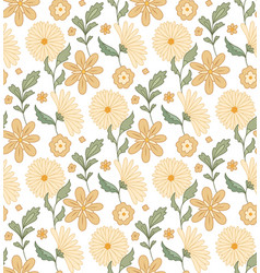 Seamless Gentle Pattern With Groovy Flowers