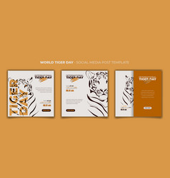 Set Of Social Media Post Template With Tiger