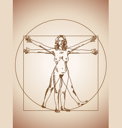 Vitruvian Woman Hand Drawn