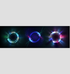 Neon Halo Light Circle Ring Glow With Blue Flare