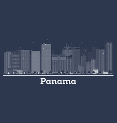 Outline Panama City Skyline With White Buildings