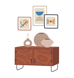 Wooden Cabinet Hand Drawn Modern Furniture