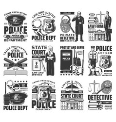 Law And Order Icons Monochrome Signs Set