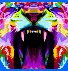 Close Up Of Face Angry Colorful Lion