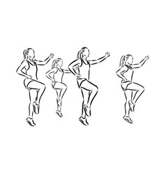 Hand Drawn Sketch Of An Exercising Woman