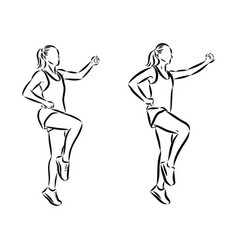 Hand Drawn Sketch Of An Exercising Woman