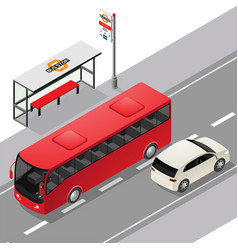 Isometric Bus Stop And Road Facing Right