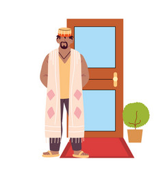 Black Man Cartoon In Front Door Design