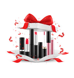 Colored Lipsticks Lip Glosses Inside Open Gift