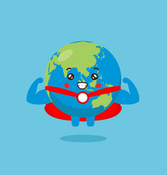 Cute Smiling Super Hero Earth Character