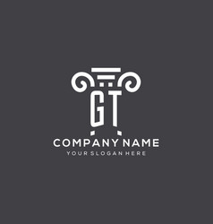 Monogram Gt Logo For Law Firm With Pillar Icon