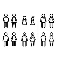 Woman And Man Black Line Icon Set