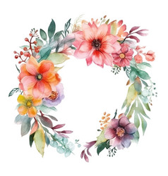 Wreath Of Flowers Watercolor Hand Drawn Painting