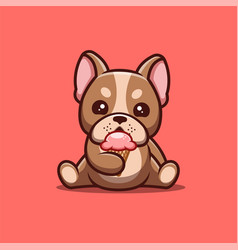 French Bulldog Sitting Eating Ice Cream Cute