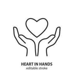 Heart In Hands Line Icon Health Care