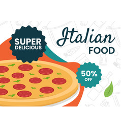 Italian Food Social Media Background Flat Cartoon