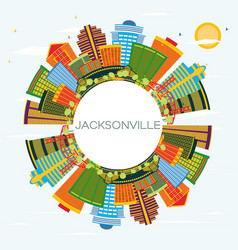 Jacksonville Florida City Skyline With Color