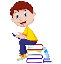 Boy Cartoon Reading Book